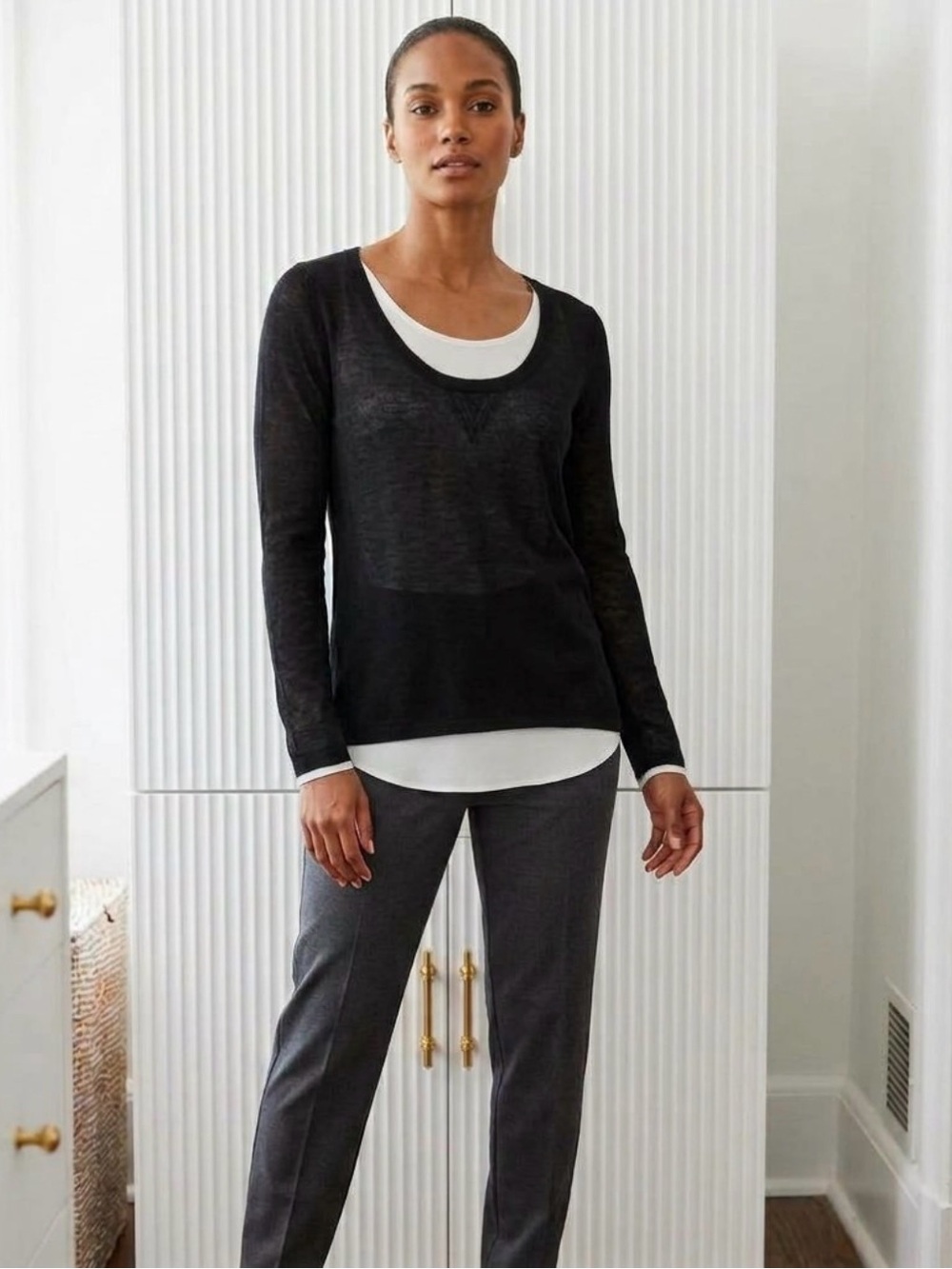 Dex Black Scoop Neck Women's Sweater